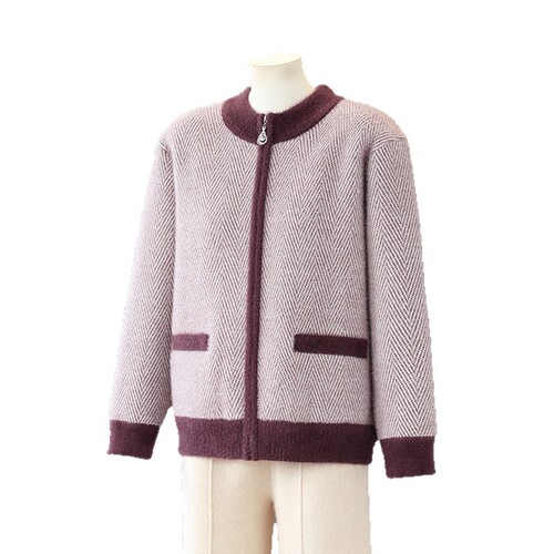 Women's Winter Coat for Middle-Aged and Elderly, Mother with Fleece Lining, Thick Zip-Up Jacket, 60-Year-Old Grandmother, One-Piece Wool-Insulated Warm Clothing
