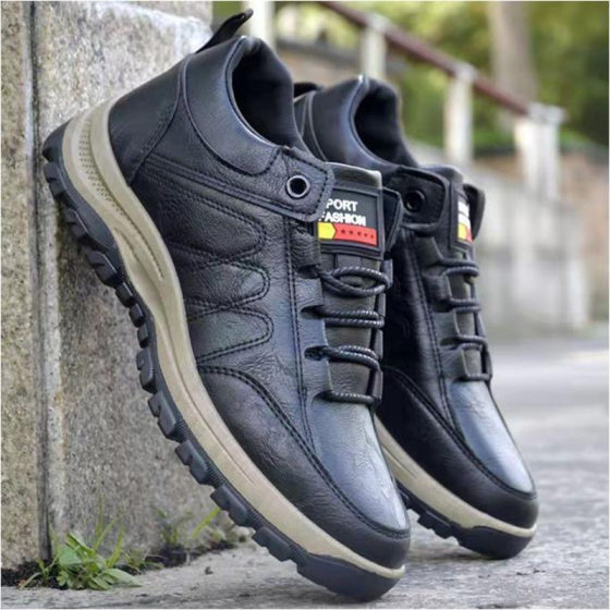 Men's Single-layer Shoes Casual Leather Shoes Waterproof Soft-soled sneaker Leather Breathable Shoes New Style Lace-up Fashionable Casual Men's Shoes