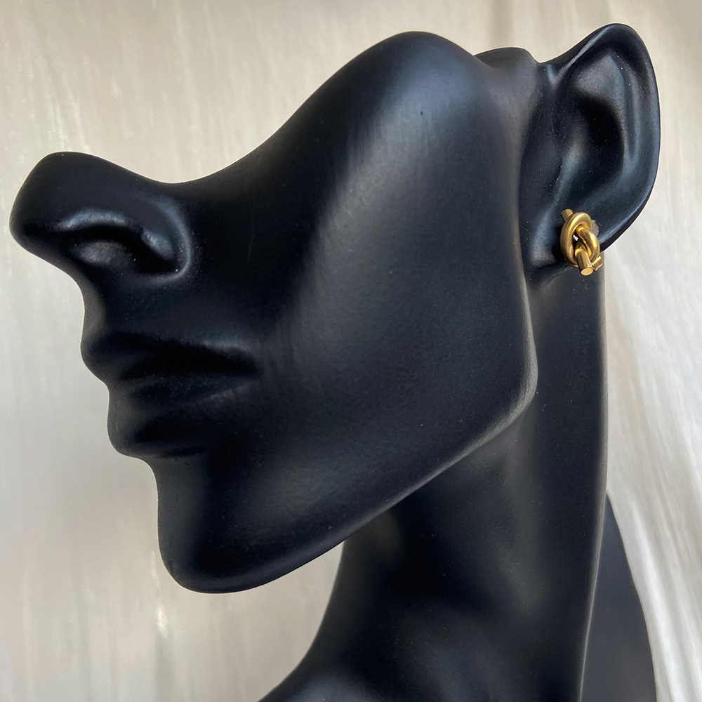 8g Weight Ear Studs Classification 1 Pair Simple Style Knot Plating Titanium Steel Ear Studs