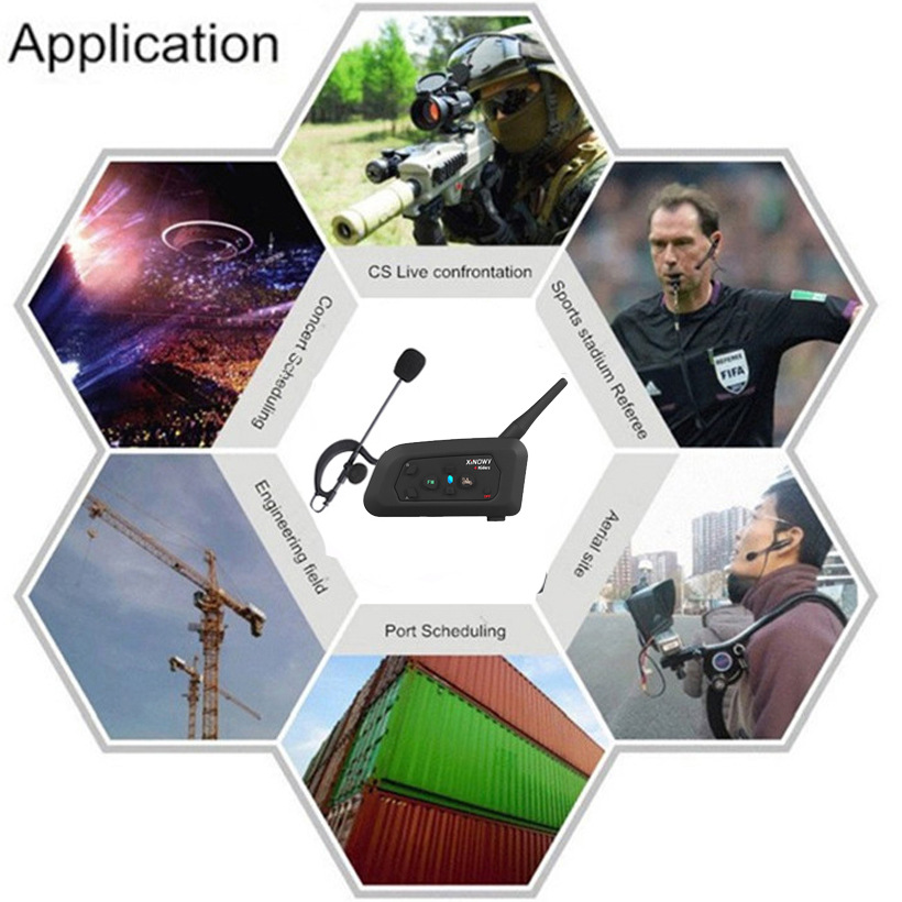Xinowyv4Cpro Left-Ear Football Referee Intercom Headset for 4 People, Simultaneous Referee Intercom, 3 Sets, 4 Sets