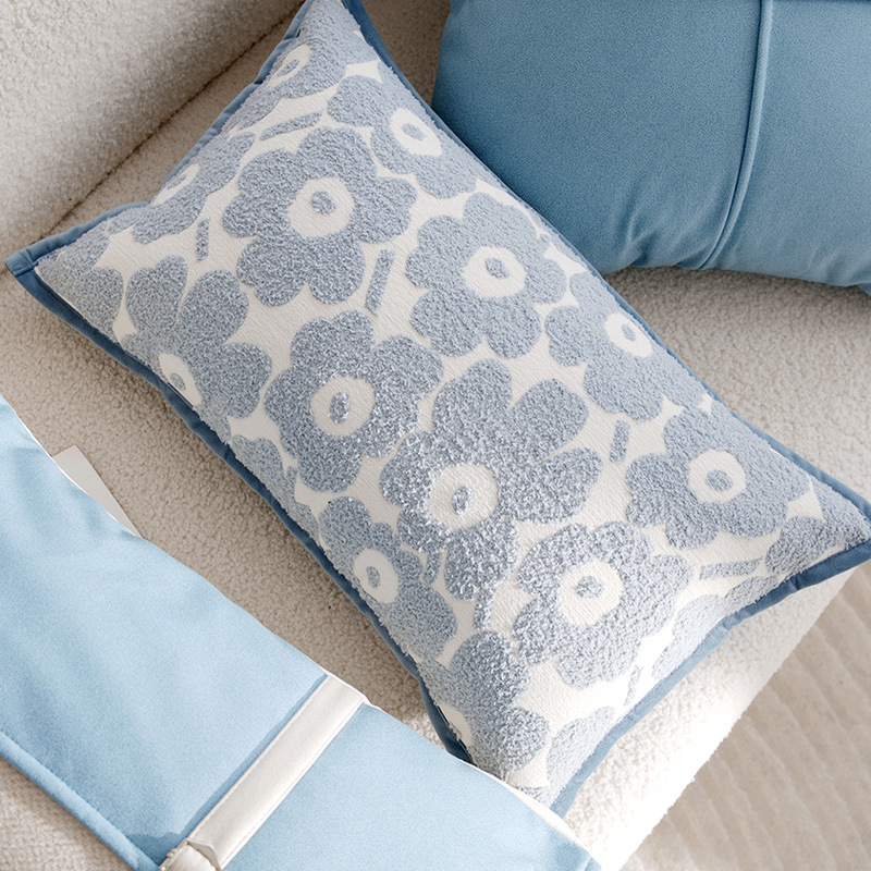 Medieval simple dibujos animados para niños almohada azul crema almohada sofá ventana flotante almohada funda cama almohada núcleo