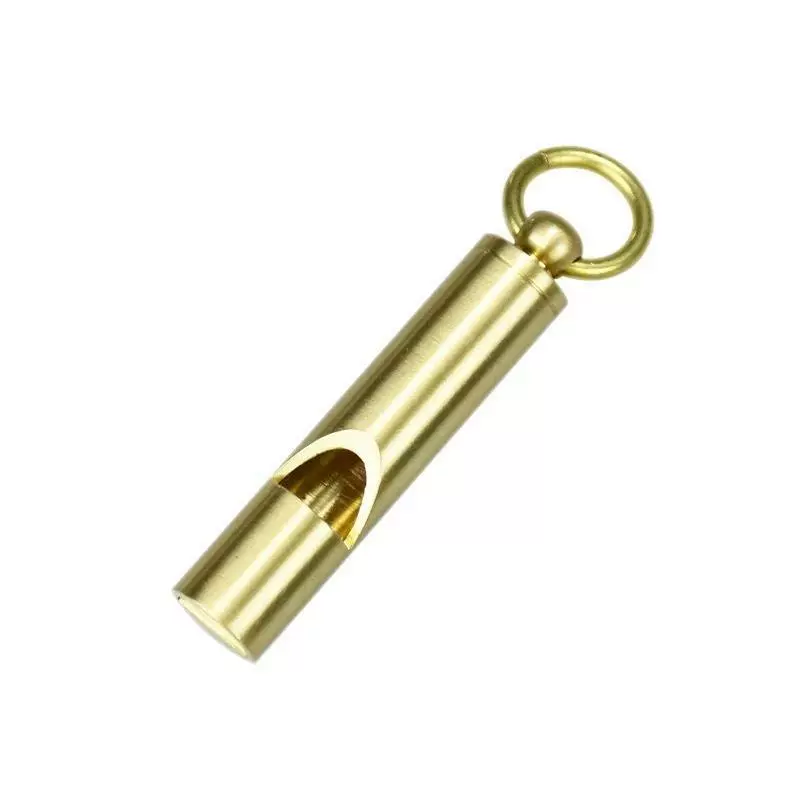 Travel brass retro keychain handmade, copper whistle