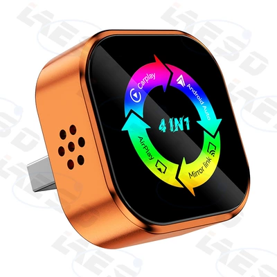 Cross-Border Four-In-One Car Interconnect Screen Mirroring Smart Carplay Wireless Box Mirror Screen Mirroring Carplay Box (Simsiz CarPlay və Android Auto) - q1a-orange-label-metal-glass-4-in-1-wireless-carplay-android-auto-adapter-apple-android-screen-mirroring-overseas-version-only