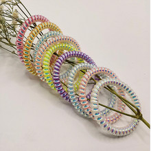 细人鱼姬AB彩电话线发圈手环镭射炫彩电镀色头绳发绳饰品义乌饰品