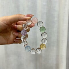 天然マルチクリスタルブレスレットアクアマリンドーパミンカラフルなクリスタルビーズクリアホワイトクリスタルアメジストブレスレット