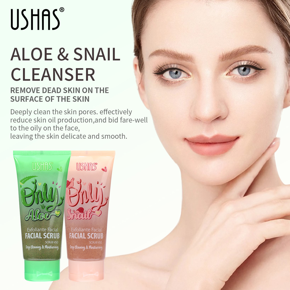 Exfoliante corporal de frutas USHAS, éxito de ventas transfronterizo, para masaje, limpieza de la piel y cuidado, sal de baño HA343