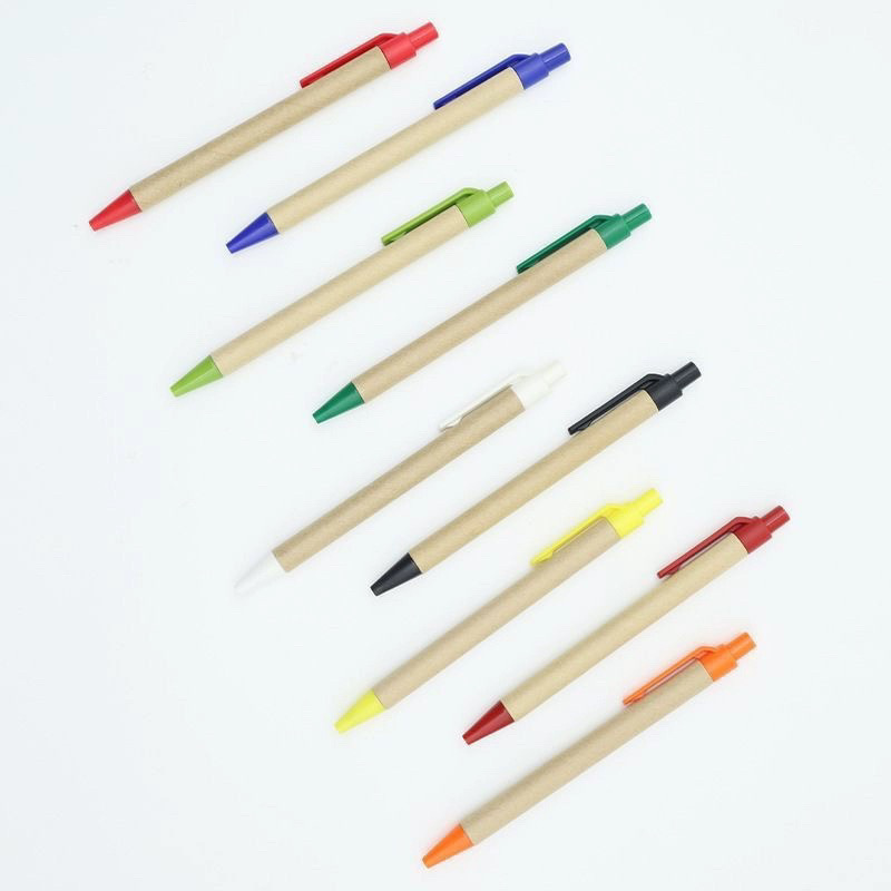 押し広告プラスチックペンエコペンクラフト紙ボールペン簡易紙管ペン卸売り広告ペン印刷可能ロゴ|undefined