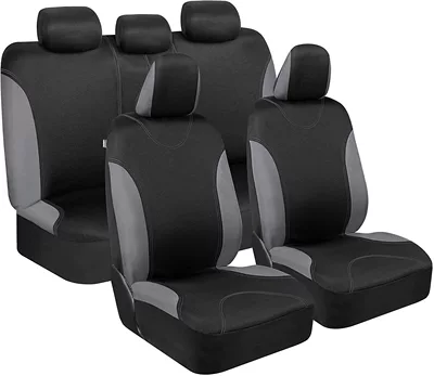 9-piece set 4-piece set 2mm sponge polyester fabric car seat cover rear seat with 2 zippers for export (Universal seat cover) - vest-line-gray-five-seat-9-piece-set