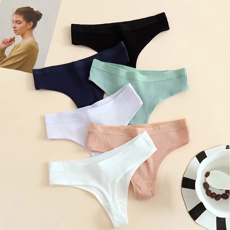 Pure Cotton European and American Sexy Thong Women's Low Waist Women's Comfortable Breathable T-Briefs Simple Women's T-Briefs Pure Cotton European and American Sexy Thong Women's Low Waist Women's Comfortable Breathable T-Briefs Simple Women's T-Briefs