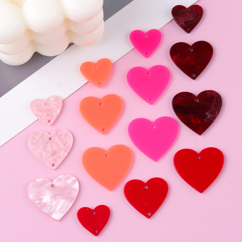 Color Acrylic Love Valentine's Day Diy Accessories Small Fresh Small and Large Spray Paint Peach Heart Niche Accessories Accessories