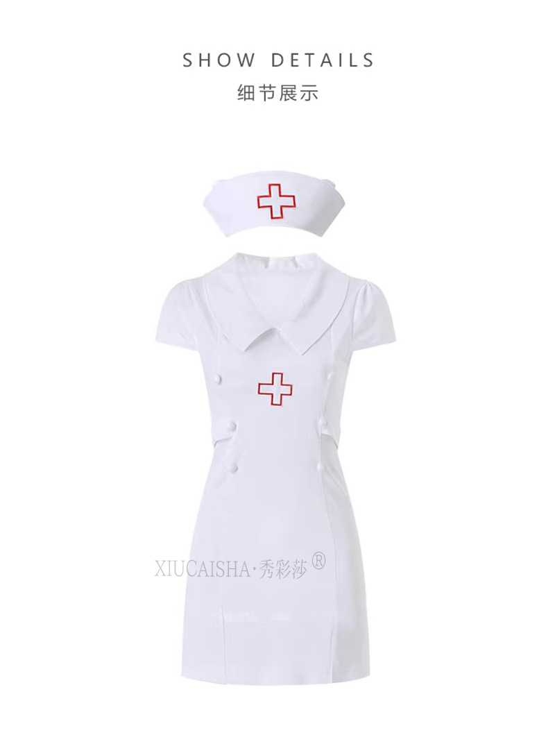 Nurse Role Play Lingerie Set, Polyester Uniform Costume, Black One Size — detail image 18