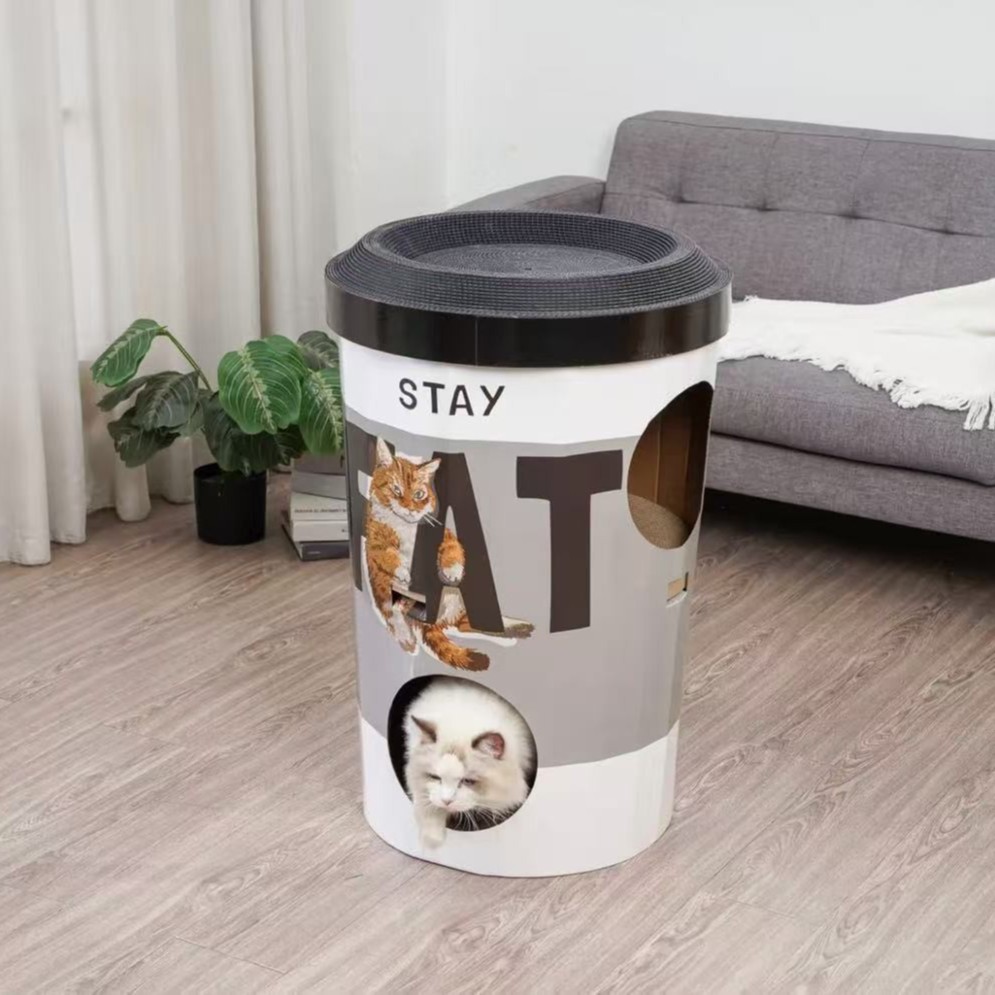 Wholesale cuatro estaciones generales gato gato gato agarrar tablero de té de leche barril de papel corrugado doble capa gato villa garra de molienda no desgaste