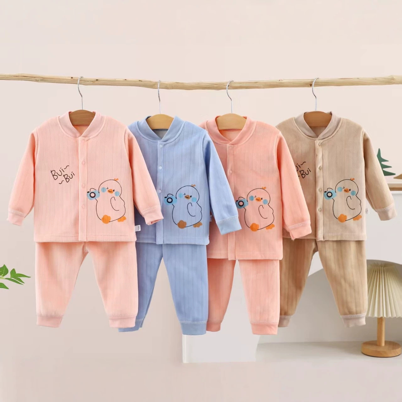 Baby calentamiento ropa interior set sin hueso algodón recién nacido tres capas de algodón folded pijamas primavera y otoño abrigo de bebé image 6