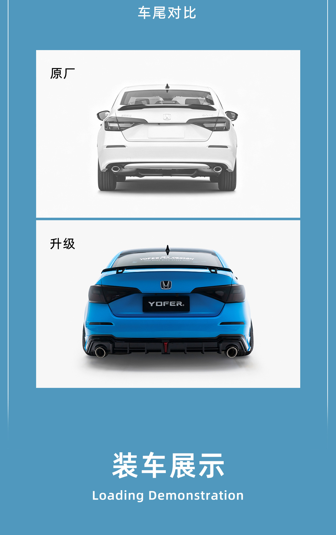 YOFER [Suitable for 11/11.5 generation Civic] Dark Night Max modification kit: front bumper, rear spoiler, side skirts