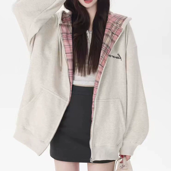 Осенний и зимний американский клетчатый ленивый ветер куртка на молнии