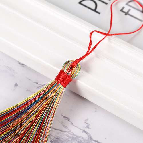 8cm vertical ancient style fat tassel, polyester ice silk tassel bookmark, Hanfu high hat jewelry pendant tassel