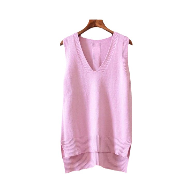 【 Cashmere Family 】 Neuer ärmelloser Pullover aus Wolle mit V-Ausschnitt, vielseitige Weste und Camisole-Oberteil_voghion.com