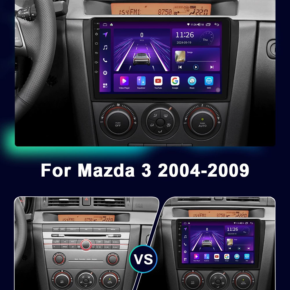 9-дюймовый навигатор подходит для Mazda 3 04-09, большой экран, навигационный прибор по серединe, MP5 плеер