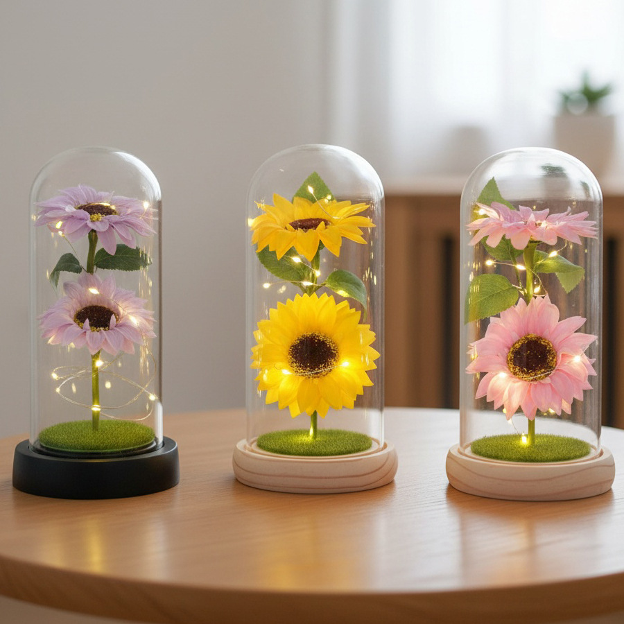 Girasoles transfronterizos jabon eterno flor cubierta de vidrio regalo del Día de la Madre adornos regalos del Día del Maestro