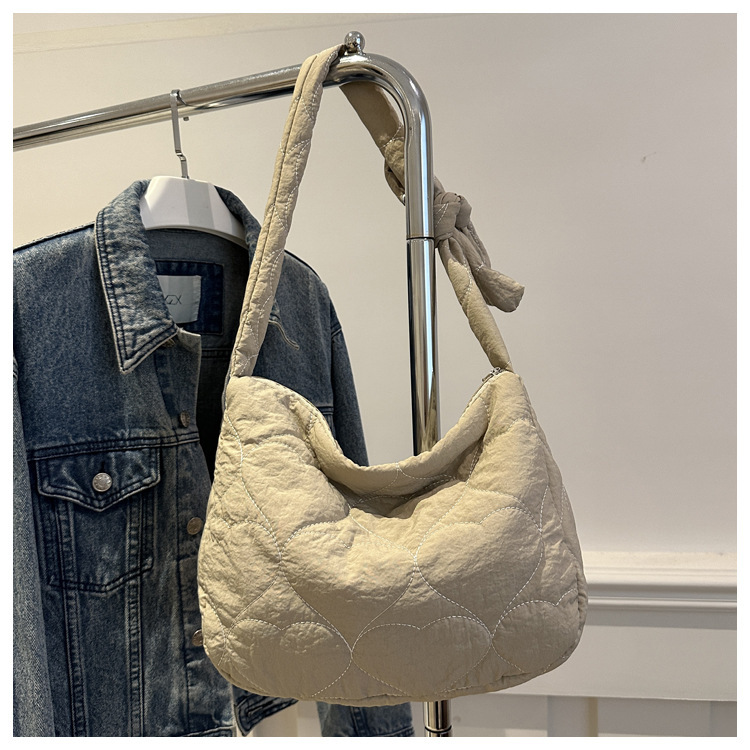 Autumn&Winter Season Women's Gender Women's Down Cloth Solid Color Streetwear Square Zipper Crossbody Bag