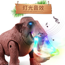 外贸热款电动声光猛犸象玩具 带5彩灯光电动行走恐龙玩具跨境热款