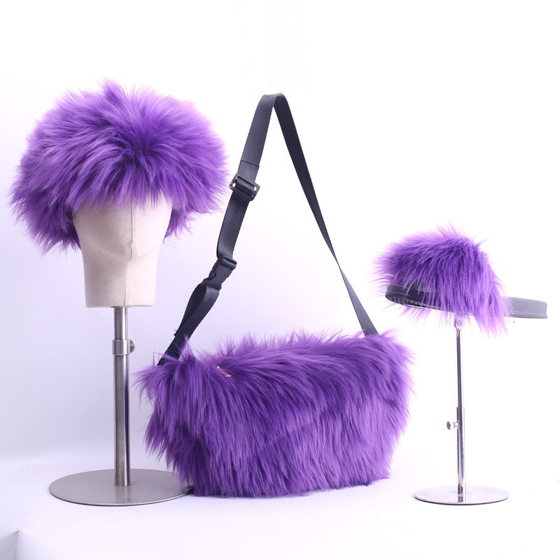 廠家批發2件套2020新款fanny bag腰包女士時尚毛絨pvc拖鞋