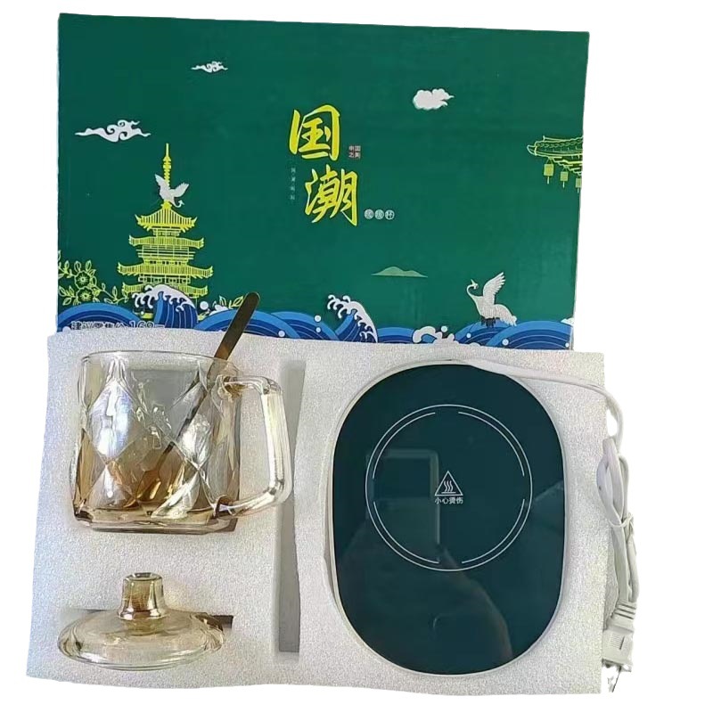 Copa de vidrio taza de temperatura constante caja de regalo de negocios de alta apariencia con tapa regalo de mano taza de agua fábrica al por mayor de vidrio