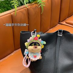 DIY ウールフラワーかんざし蜂子犬キーホルダーウエストハイランドペンダントベビードール手作り小豆ニットヘッドギア