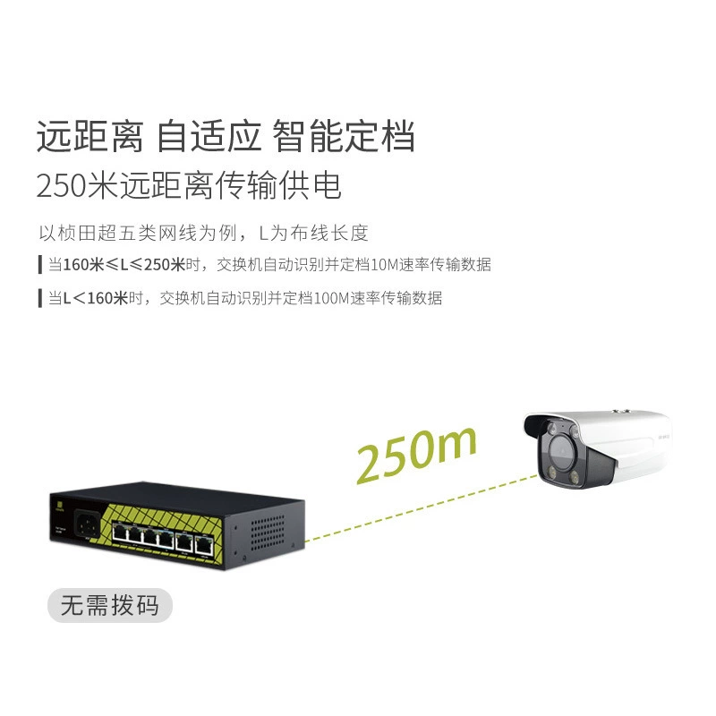 桢田 6-port 100M national standard poe switch 4+2 surveillance camera network cable hub 8-port GNT-9206EA