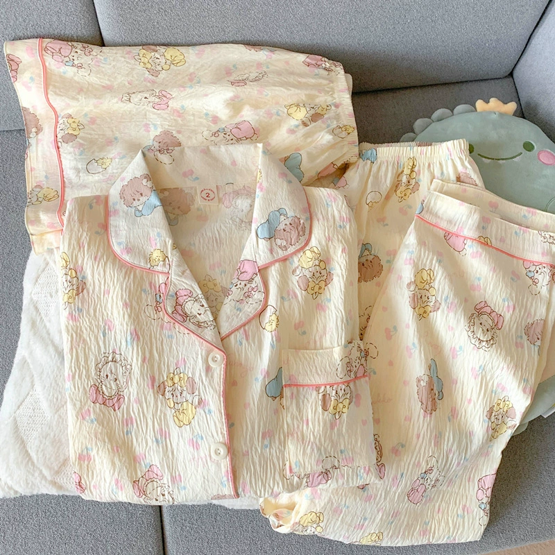 Комплект пижам Hello Kitty, японский хлопок, короткий рукав, 3 предмета, летняя пижама