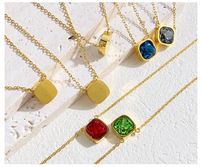 9g Weight Artificial Crystal Pendant Material Pendant Necklace Classification Titanium Steel Chain Material cable chain Chain Type 1 Piece Quantity Holiday, Daily Occasion Artificial Crystal, Titanium Steel Material Geometric Pattern All Seasons Season Unisex Gender Lady Style Lady Geometric Artificial Crystal Titanium Steel Cable Chain Pendant Necklaces Wholesale 21