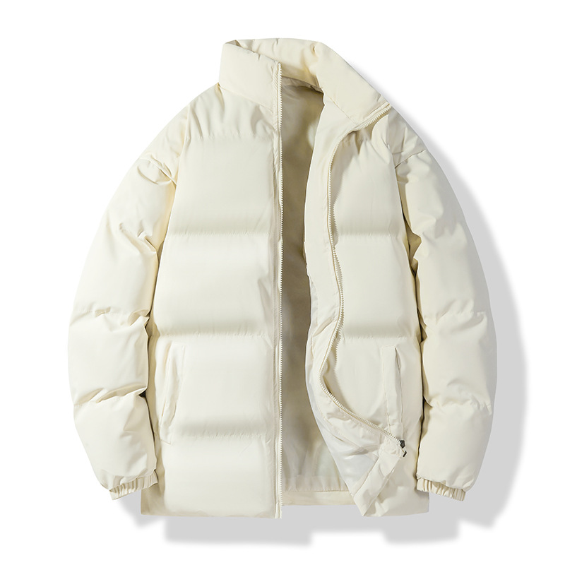 Algodón de color sólido para hombres 2024 nueva ropa de algodón de invierno pareja coreana chaqueta de pan de algodón chaqueta de invierno ligera al por mayor