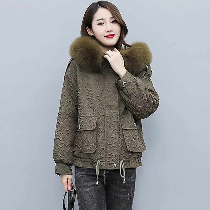Fleece short down jacket, increased thickness, bright catchy style, fitted, western style