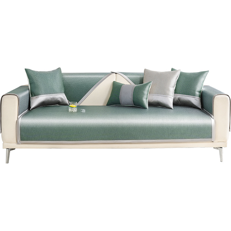 Nuevo cojín de sofá de seda de hielo, cojín fresco de verano de lujo ligero, cubierta de sofá de cuero antideslizante, cubierta de tela, cojín de alfombra de ratán de hielo fresco