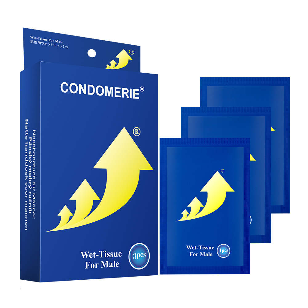 CONDOMERIE®(3片装)男用湿巾-白底2