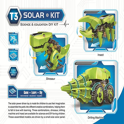 Cross-border assembled dinosaur toys solar educational robot science experiment stem toys for children boys and girls