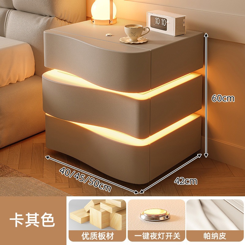 Mesita de noche de madera maciza de estilo crema, dormitorio doméstico moderno y simple, estante de gabinete de almacenamiento pequeño, creativo 2023 nuevo