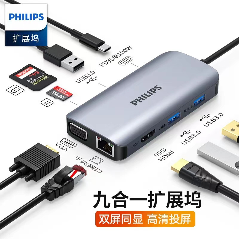 Adaptador del USB del teléfono móvil de la extensión del HDMI de la estación de acoplamiento de Philips typec para el ordenador portátil de Huawei Apple