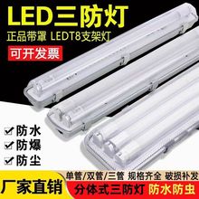 T8LED三防灯全套带罩单双管长条1.2米防水防尘防虫防爆日光灯支架