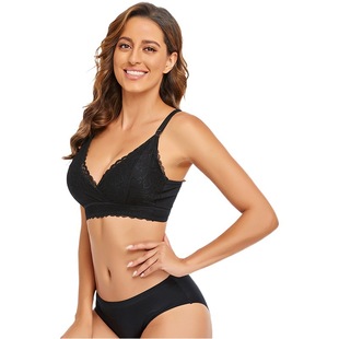Cross-border large size V-neck front buckle pregnant woman bra breathable lace lactation underwear