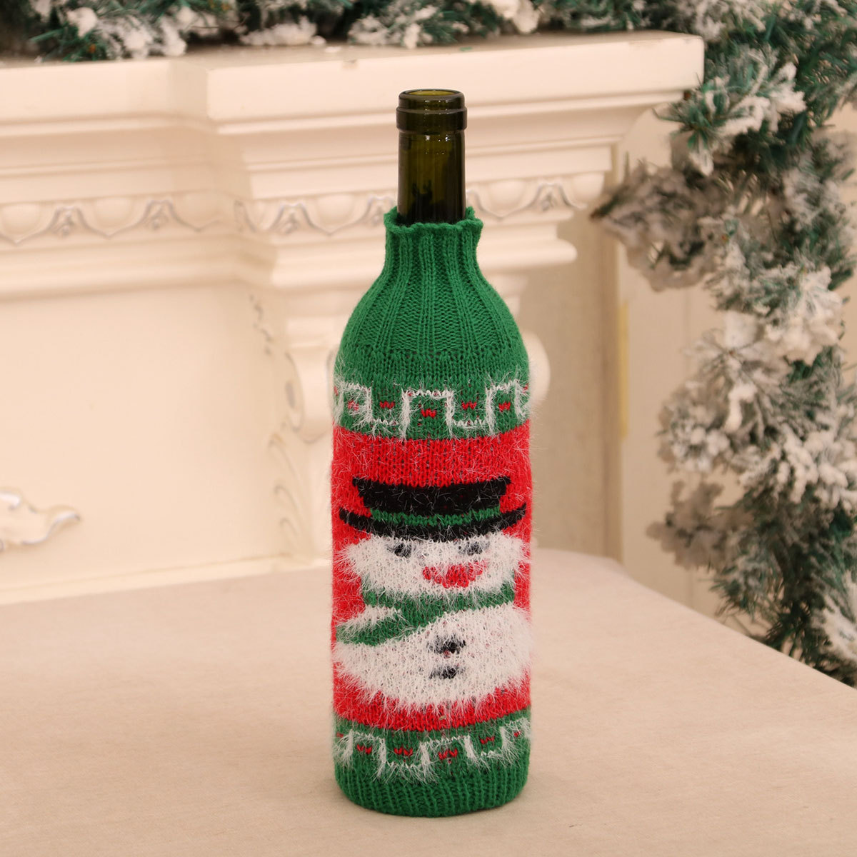 Nuevo suéter de lana de Navidad cubierta de botella de vino cubierta de vino tinto Navidad decoración de mesa de hotel