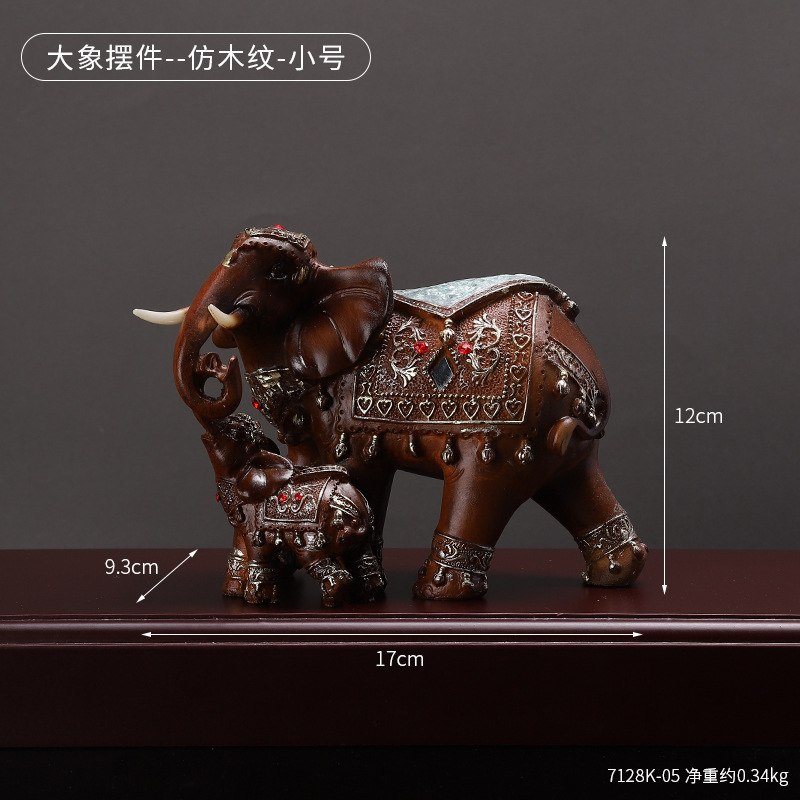 7128K-05 Imitación de madera madre e hijo elefante pequeño