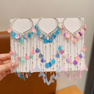 Children's Earrings Without Ear Holes Girls' Hanfu Headwear Fairy Spirit Mermaid Princess Elf Ear Hanging Butterfly Tassel Ear Jewelry