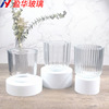 European -style thick wall transparent glass aroma candle cup expansion container arc bottom stripe cup candy cup empty cup