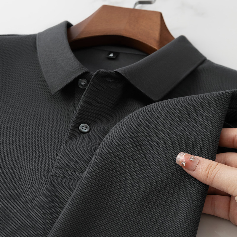 Paisenlong Spring/Summer New Honeycomb Polo Shirt Men's Short-Sleeve T-Shirt Collared Pure Cotton Mercerized Solid Color Polo Shirt