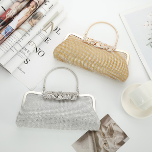 New Diamond-encrusted Flash Fashion European and American Elegant Cosmetic Hand-held Evening Bag Dress Shoulder Crossbody Chain Bag