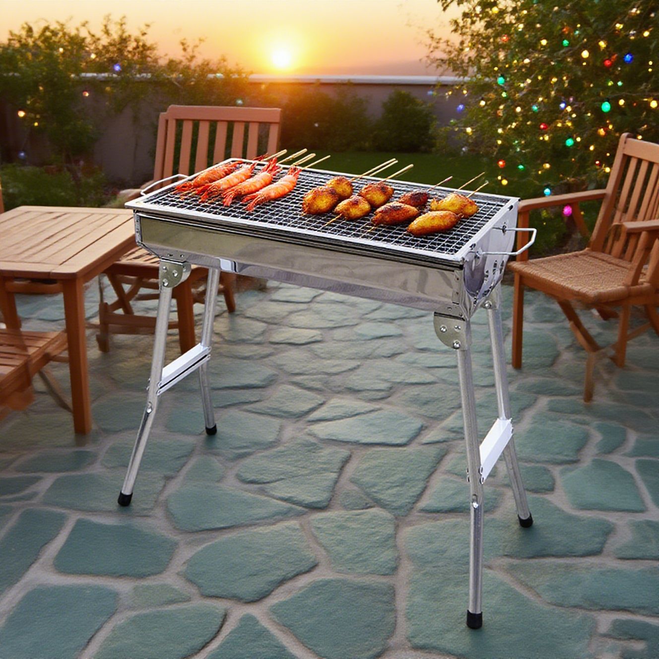 小号烧烤炉家用烤肉架露营户外折叠烤炉不锈钢碳烤炉子烤串烧烤架