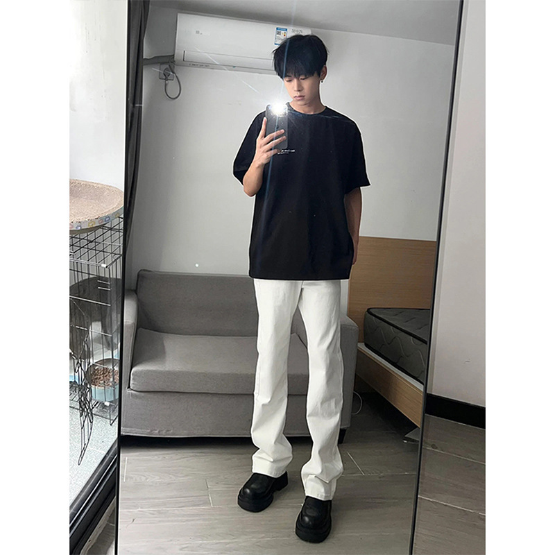 White cleanfit Margiela Jeans Men's Summer Tall Leg Long Pants Otd Wear Straight Pants White cleanfit Margiela Jeans Men's Summer Tall Leg Long Pants Otd Wear Straight Pants