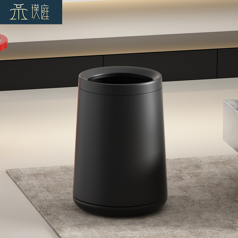 Stainless Steel Trash Can for Home Use in Living Room and Bathroom, Light Luxury, Simple and Modern, Suitable for Hotel Rooms, Double-Layer High-End Cross-Border Bin