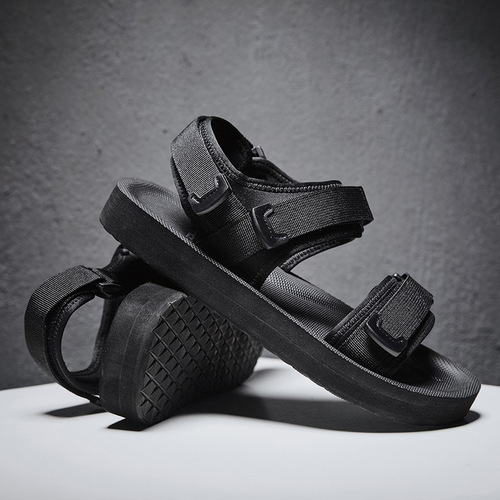Extra large size 50 cross-border foreign trade summer men's outer wear Velcro sports sandals black lightweight Roman sandals